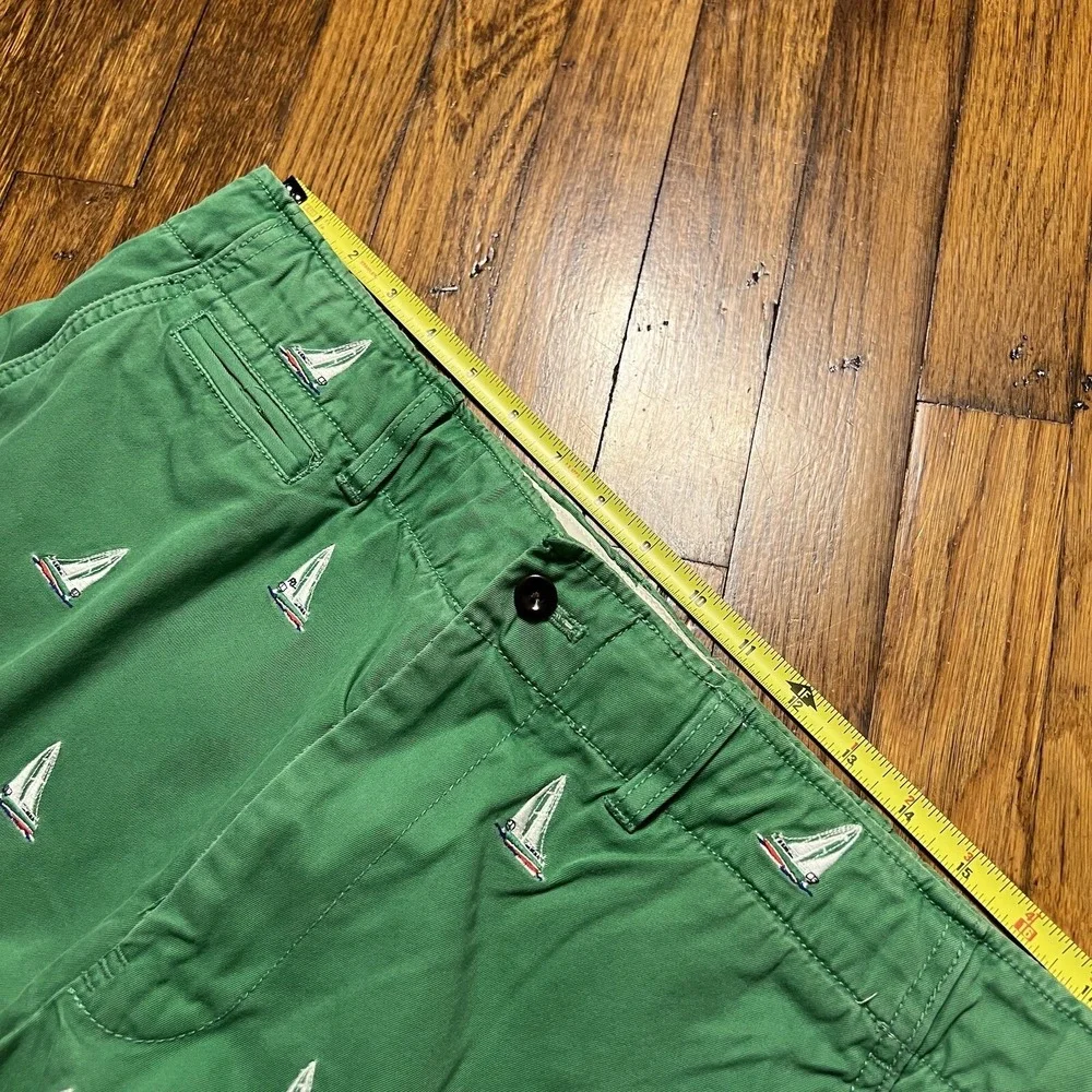 Polo Ralph Lauren Men's Boat Shorts Green Sailboats Size 35 100% Cotton